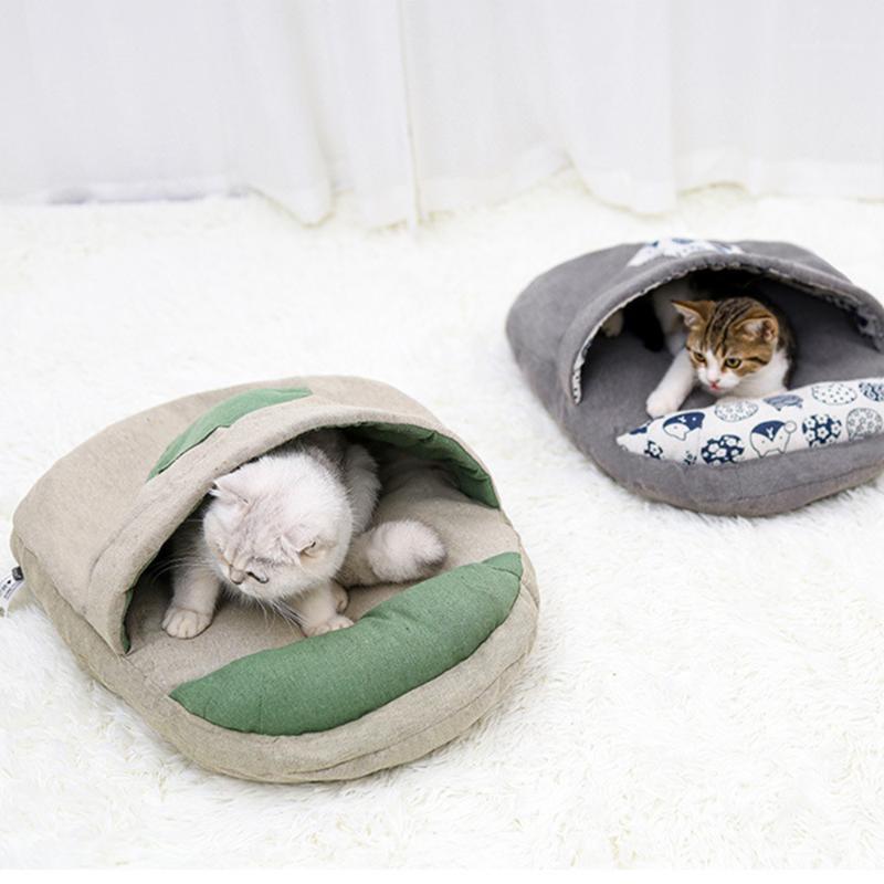 

Pet Kennel Closed Removable Pet Bed For Cats Dogs Soft Nest Bed Cave House Sleeping Bag Mat Pad Tent Pets Winter Warm Cozy Beds1