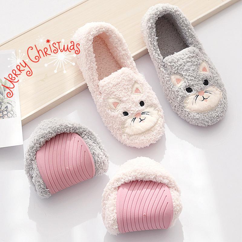 

Cartoon Women Slippers Warm Home Slippers Womens Indoor Soft Shoes with Plush Padded Non-slip Floor Shoes Fur Slides House
