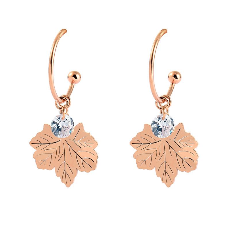 

JIOROMY 2021 New Fashion Leaf Earrings Korean Titanium Steel For Women Dangle Elegant CZ Leaves Drop Earring Lady Jewelry