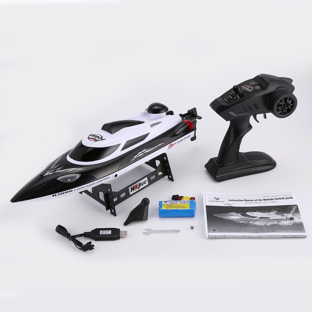 

HONGXUNJIE RC boat HJ806 47cm 2.4G RC 30km/h High Speed Racing Boat Water Cooling System Flipped Omni-directional Voltage Promp, Black