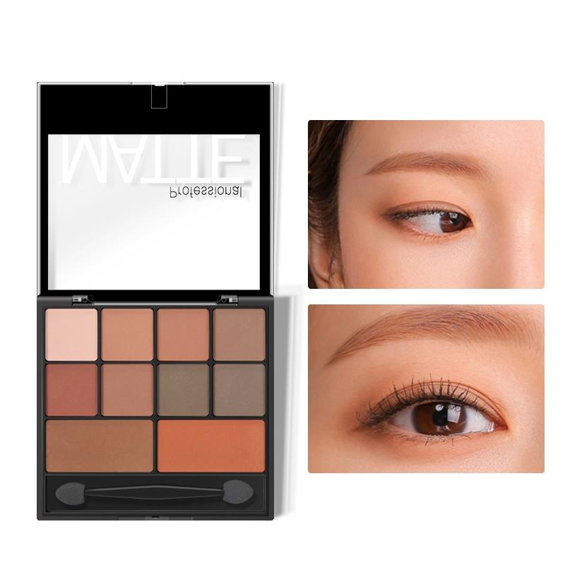 

10-color Matte Eyeshadow Palette With Brush Waterproof Smudge-proof Long Lasting Colorfast Eye Shadow Newest, A3