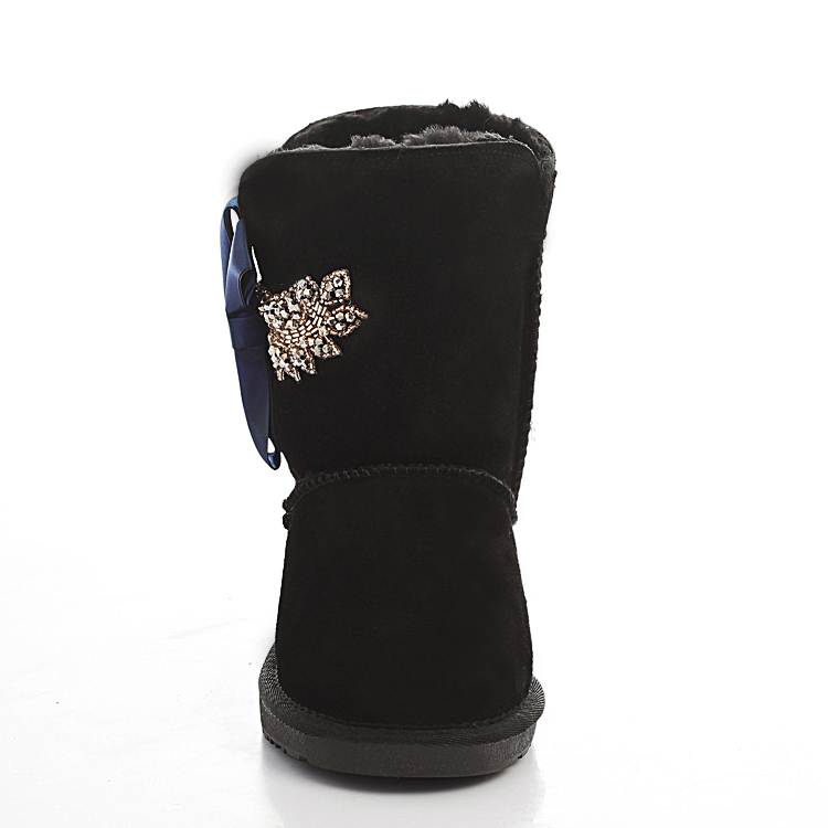 

2020 Female Leather Australian Hand-sewn Blue British Bow Snow Women's Boots By0a