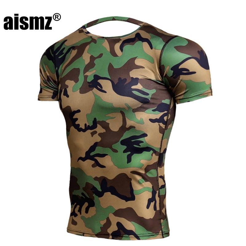 

Men's T-Shirts Aismz Army Green Camo T Shirts Men Fitness Compression Short Sleeve T-Shirt Bodybuilding Camiseta Rashguard Tees Tights, White;black