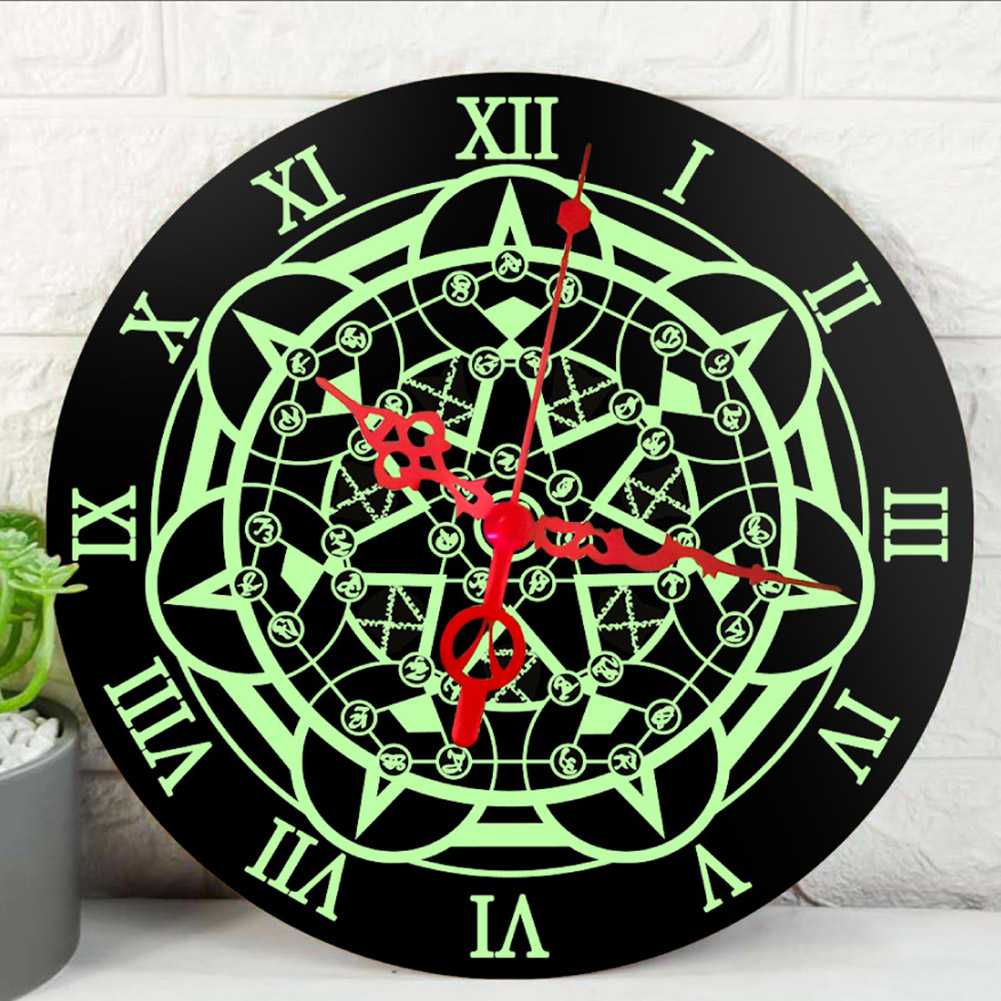 

Wooden Silent Battery Powered Round Magic Circle Office Home Decor Non-Ticking Classroom Gift Living Room Luminous Wall Clock