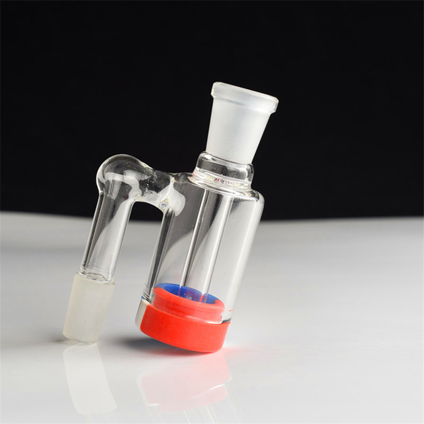 

14mm Male Glass Ash Catcher with colors silicone contain straight silicone bong water bong glass bong oil rig for smoking pipes