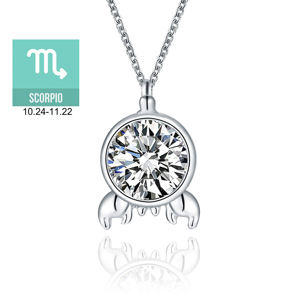 

VAROLE Top Quality Scorpio 12 Zodiac Signs Shiny Crystal 16in Chain Cancers Necklace& Pendants for Women Fashion Jewelry Birthday Gift