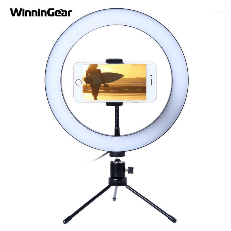 

LED Selfie Ring Light 26CM Dimmable Photography Camera Phone Ring Lamp 10" With 19 cm Table Tripod For Makeup Video Live Studio1