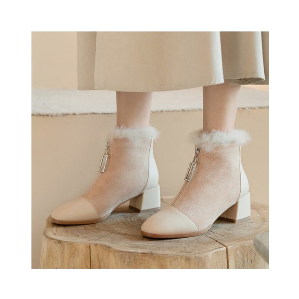

2020 New Autumn/winter Trend All-match Fashion Amen Thick Heel with Soft Size Big Women's Boots Ii41, Black