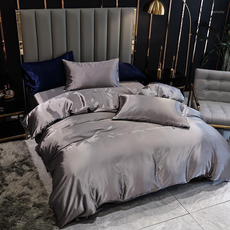 

Comforter Cover Set Solid Color 3 pcs UK Double Size ousse de couette Gray Color Bedding Set For Adult Duvet Cover Sets1, Color 5