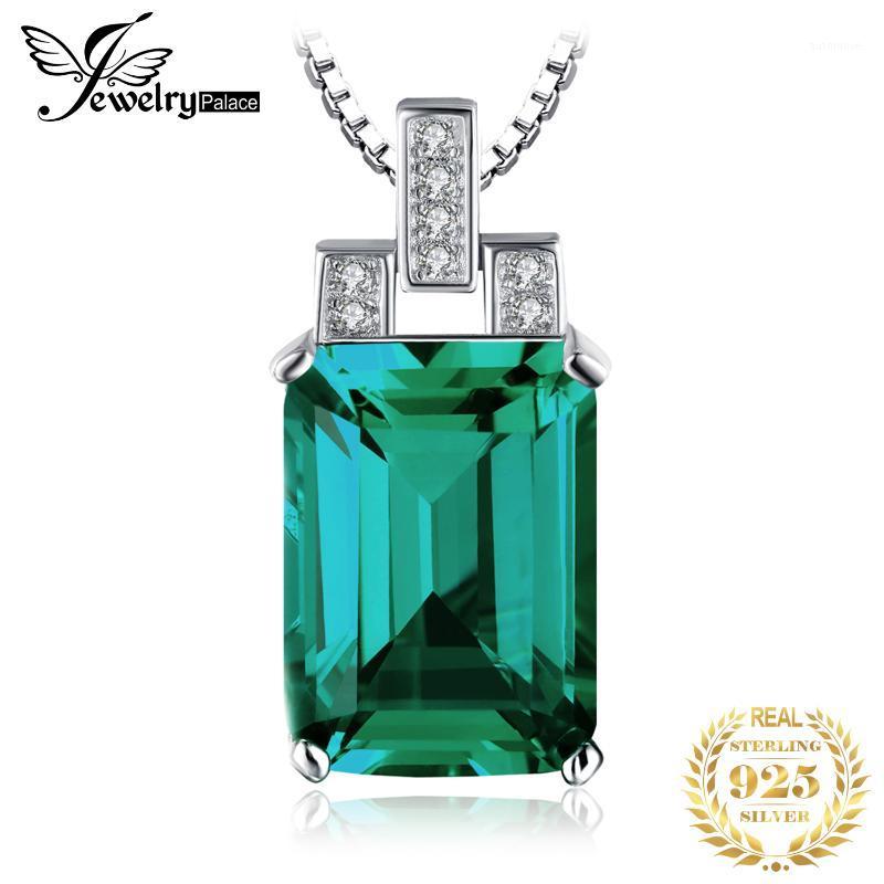 

Jpalace 6ct Simulated Nano Emerald Pendant Necklace 925 Sterling Silver Gemstones Choker Statement Necklace Women No Chain1