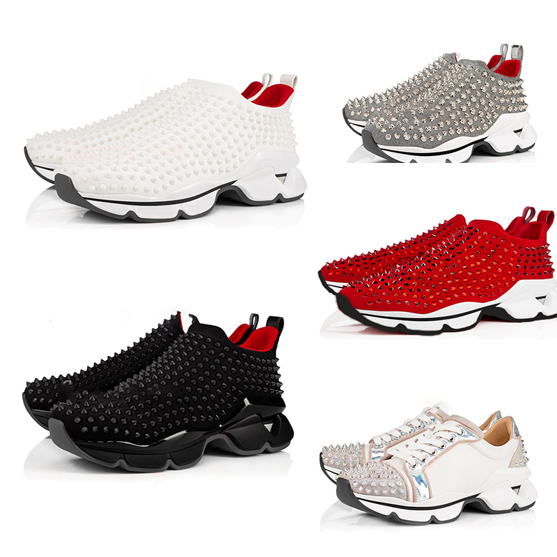 

2022 Designer Men Women Red Bottoms Spike Shoes Sock Donn Neopren Flats Sneakers Women's Rivets Thick Bottom Casual With Box Size 35-46