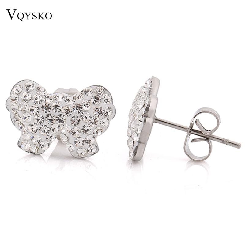 

Cute Clear Rhinestone Crystal Butterfly Earrings for women Grils Stainless steel Stud Earring Jewelry Design Wholesale