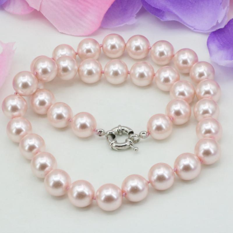 

4 style multicolor simulated-pearl shell round beads chain necklace for women 8mm 10mm 12mm 14mm choker diy jewelry 18inch B1644