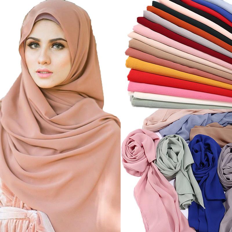 

2020 spring Crinkle bubble chiffon hijab scarf shawls muslim fashion plain wraps headband long scarves/scarf 180*75cm 10pc/lot