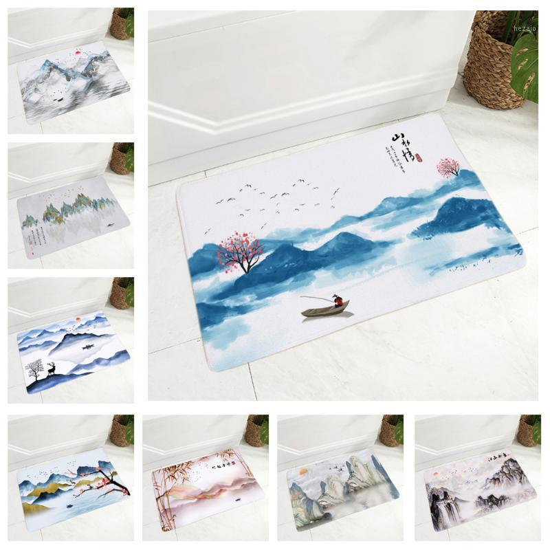 

Chinese Ink Floor Mat for Bedroom Scenery Kitchen Carpet Non-Slip Decor Beautiful Landscape Doormat 40x60cm Children Room1