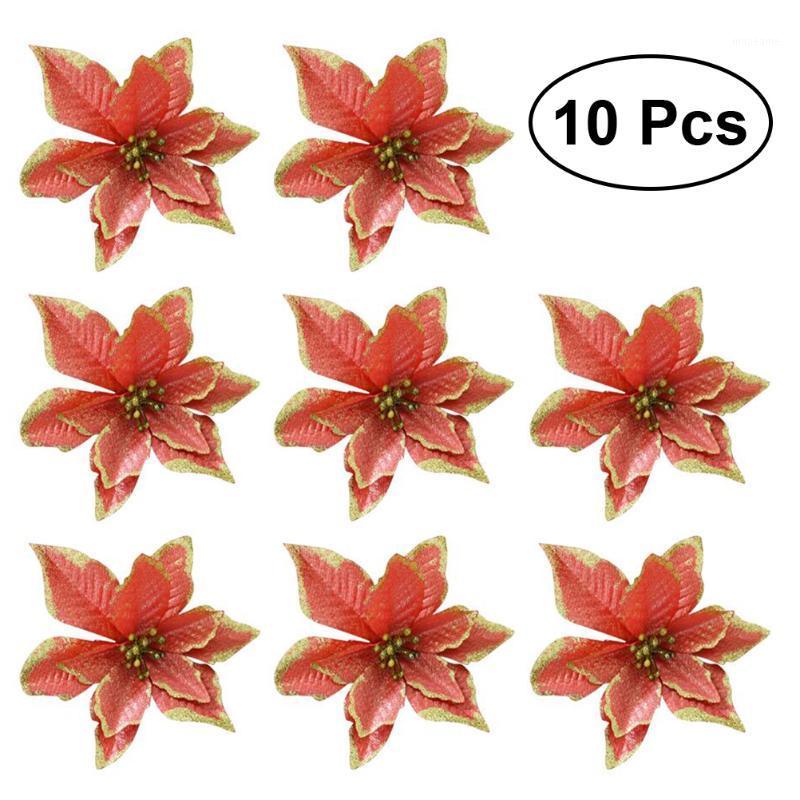 

10pcs Christmas Tree Ornament Christmas Ornament Bowknot Festival Supplies DIY Decorative Hanging Wreath Fake Flowers Decor A301