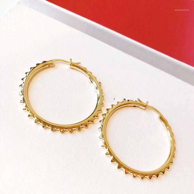 

S925 Brand Spike Jewelry For Women Yellow Gold Gear Hoop Earring Party Simple Trendy Stud Earring Wedding Birthday Party1