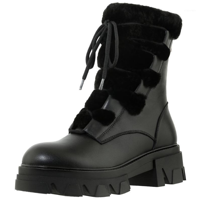 

SaraIris Brand New Skidproof Sole For Outdoor Warm Fur Genuine Leather Snow Boots Stylish Winter Shoes Boots Women1, Beige