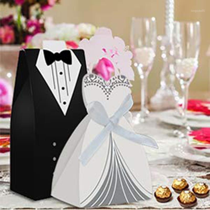 

Candy Boxes 100pcs Groom and Bride Party Decor Christmas Wedding Birthday Ribbon Gift Box Dessert Package Storage Paper1