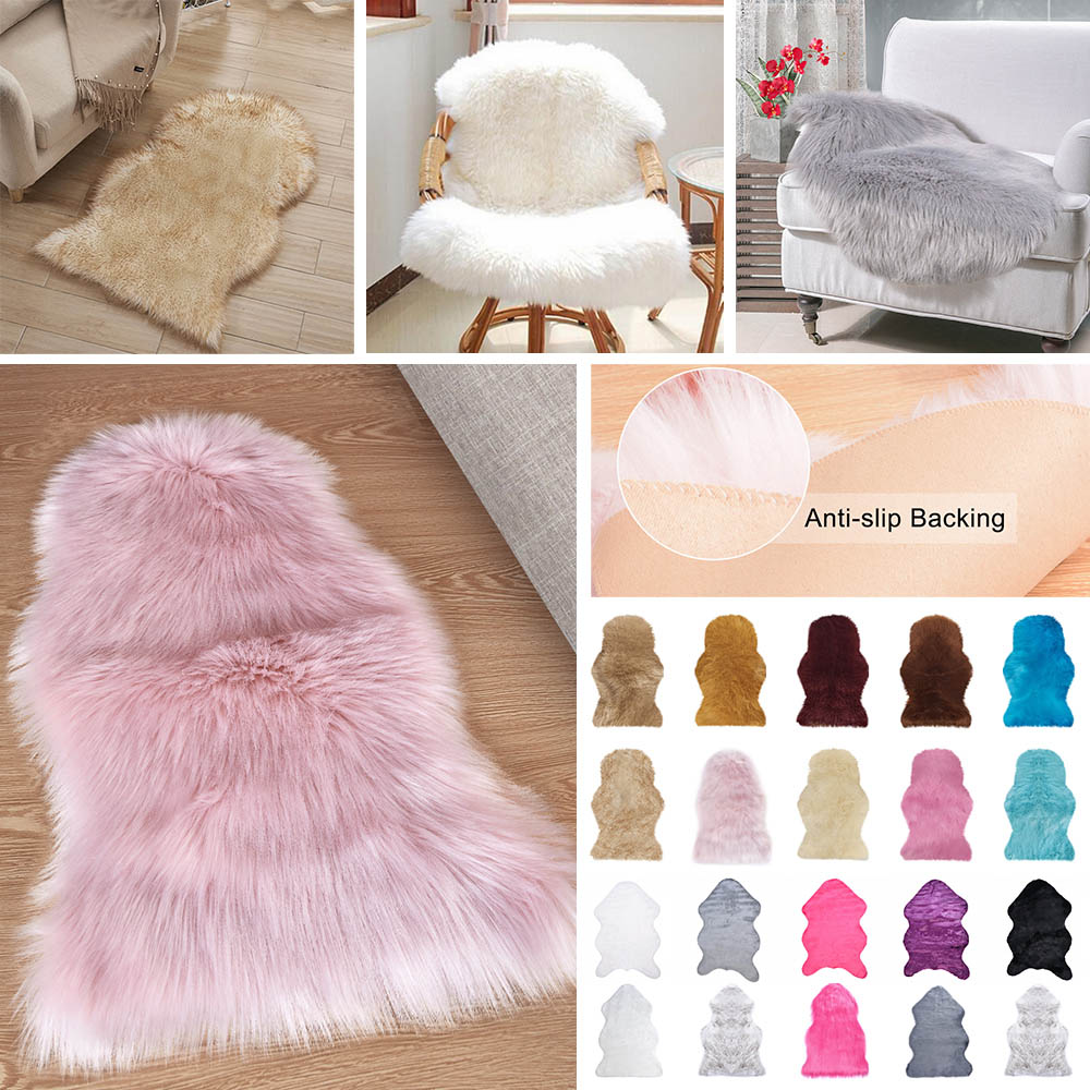 

HQ 1pc Fur Artificial Sheepskin Hairy Carpet For Bedroom Living Room Skin Fur Plain Rugs Fluffy Area Rugs Washable Faux Mat, A7 40x60cm