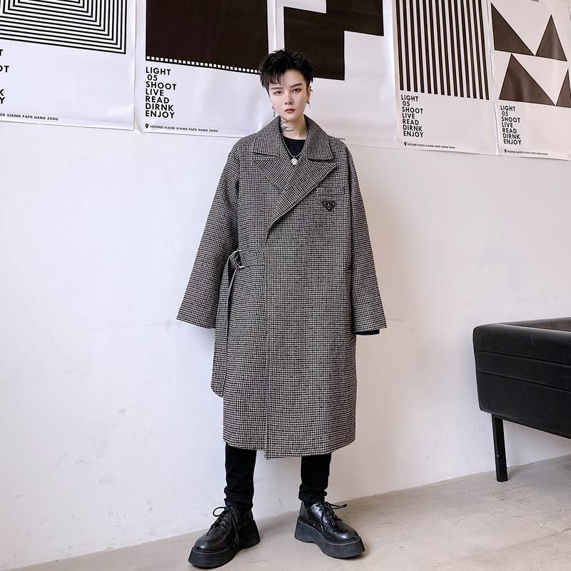 

XL!Men's long retro woolen coat oversize loose large version of masculine high-end sense of woolen coat, Photo color