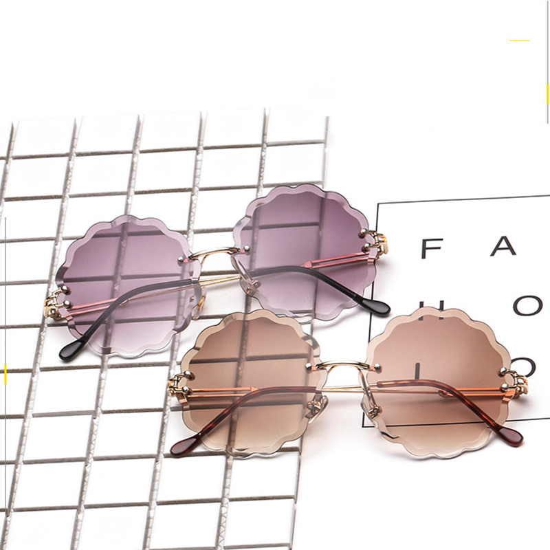 

Sen Maries Brand Unique Sunglasses Women Rimless Sun Glasses Classic Metal Frame Glasses Flower Shaped Eyeglasses Ladies UV400