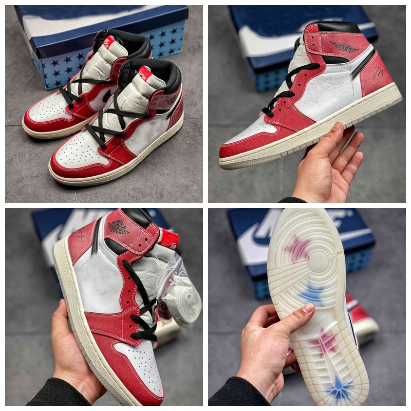 

2021Top Quality New Airs x 1 OG Men Women shoes basketball Outdoor Shoes Trophy Room 1s High OG Zoom Trainers With BOX GIFTS, Red