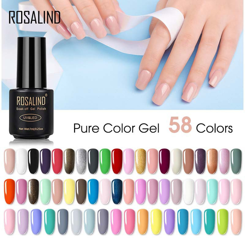 

ROSALIND RA41-RA58 7ML 0 .25fl oz Nail Gel UV LED Soak-off Semi Permanent Gel Varnishes DIY Nail Art Manicure, Multi