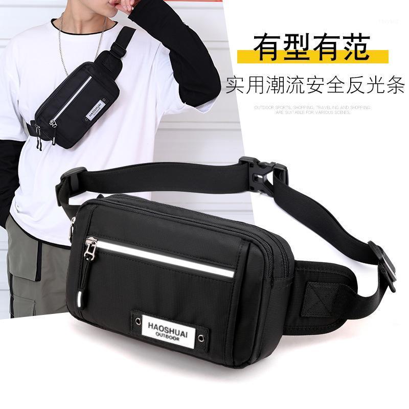 

Outdoor Reflective Waist Bags Fashion Trendy Cool Chest Bag Waterproof Nylon Fabric Close-fitting Fanny Pack Saszetka Na Biodra1, Black