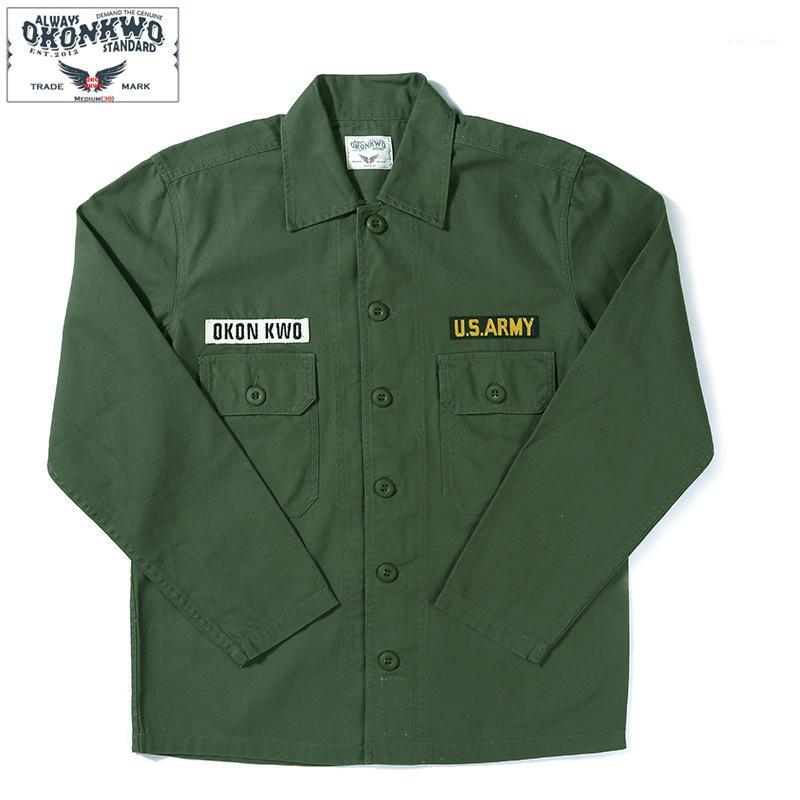 

New OKONKWO American Style Tops Outdoors Climbing training Combat Tactical Hunting Men' Long Sleeve Solid Color Shirt1, Army green