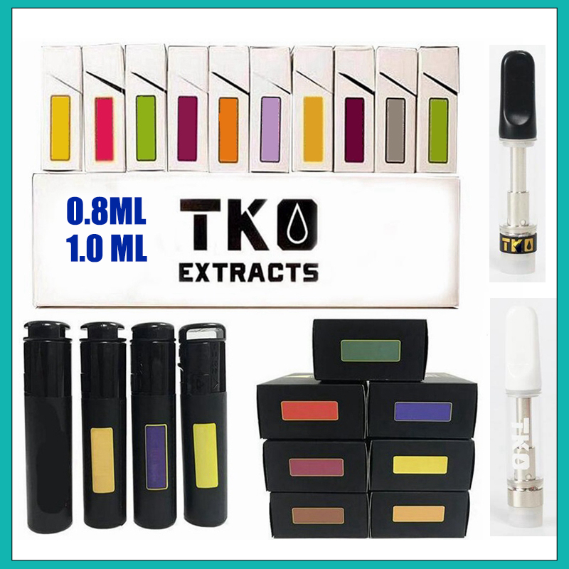 

Newest TKO Ceramic Coil Cartridge Glass Atomizer Black White Vape Carts 0.8ml /1ml Empty 510 Thread Thick Oil with Pack Vaporizer European door-to-door tax included