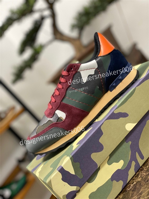 

High quality Famous Brand Rivets Camouflage Casual Shoes For Men Unisex Genuine Leather Sneakers mens Designer Sports shoes, 01