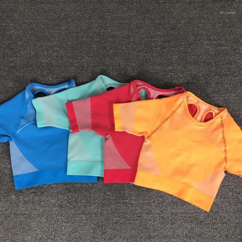 

Yoga Shirt Women Workout Clothes Women Short Sleeve Crop Top Seamless Fitness Sports Wear Gym Clothing Athletic Yoga1, Black