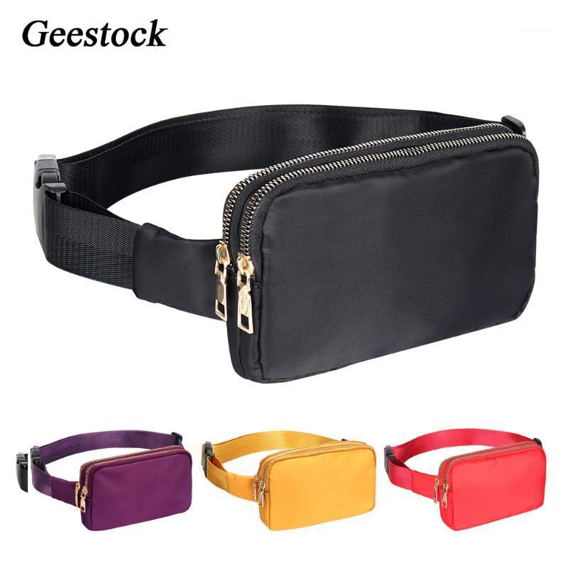 

Geestock Womens Belt Bags Dual Zipper Waist Pack Fashion Fanny Pack Crossbody Bag Waterproof Phone Bag Case for Shopping1, Black