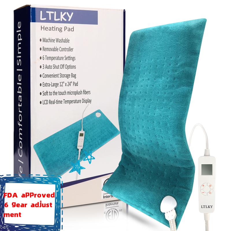 

RIGOGLIOSO electric heating pad 120v 30*60cm Approved 6 Heat Setting with Auto Off King Size Soft Touch Heating Pad