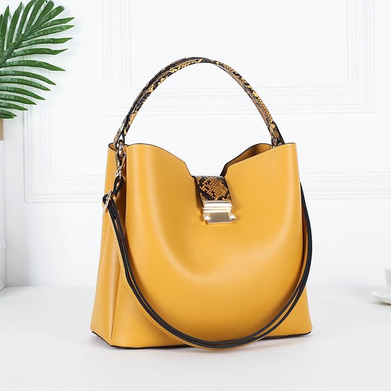 

2021 Spring Autumn New Fashion Bags Yellow Contrast Composite Bag Fashion Simplicity Shoulder Cross Handbag For Women Girls 2Pcs, Black