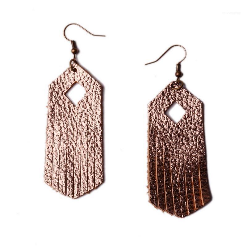 

2020 New Classic Leopard Print Real Leather LongTassel Drop Dangle Earrings Bohemia Statement Vertical Bar Ear Leather Earrings1