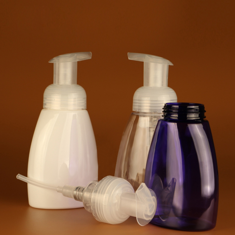 

250ML blue/transparent/white plastic PET bottle with foam pump for facial foam/cleanser/soap dispenser/mousse skin care packing