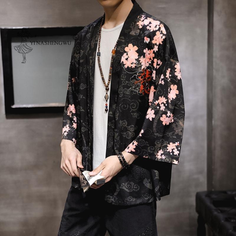 

New Japanese Kimonos Traditional Men Samurai Costumes Kimono Yukata Loose Shirts Cardigan Streetwear Coats Print Japan Harajuku