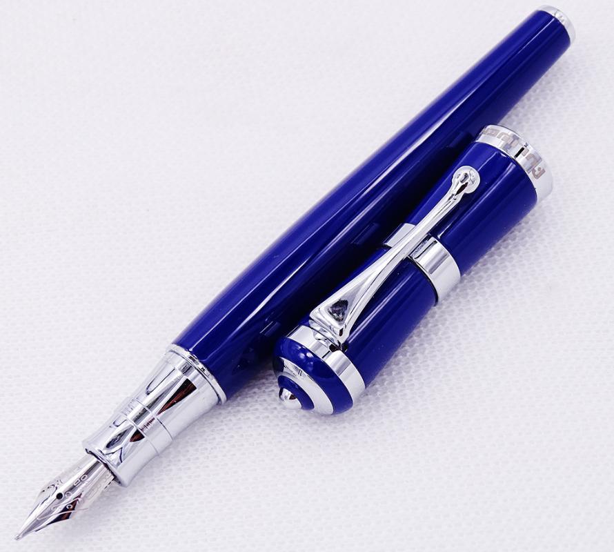 

Fuliwen 2051 Metal Fountain Pen, Fresh Fashion Style Fine Nib 0.5mm Beautiful Blue for Office Home School, Men and Women1, As pic