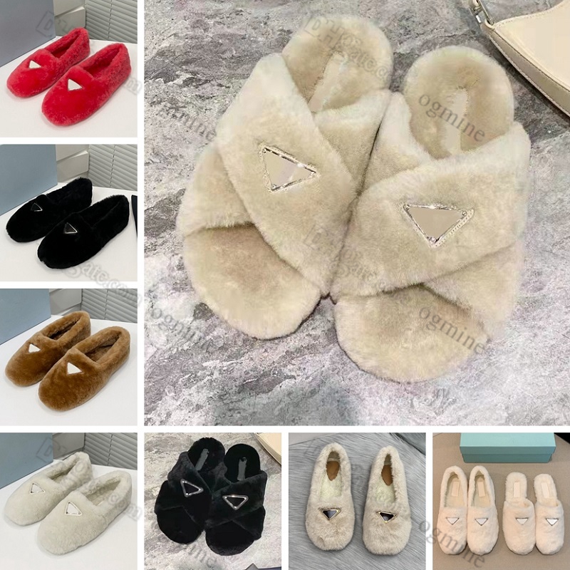 

Designer slippers womens sandals Freedom movement comfort Shearling sabots lining mules slider triangle Logo woman lady Prade sophisticated allure slides 35-40, Hello