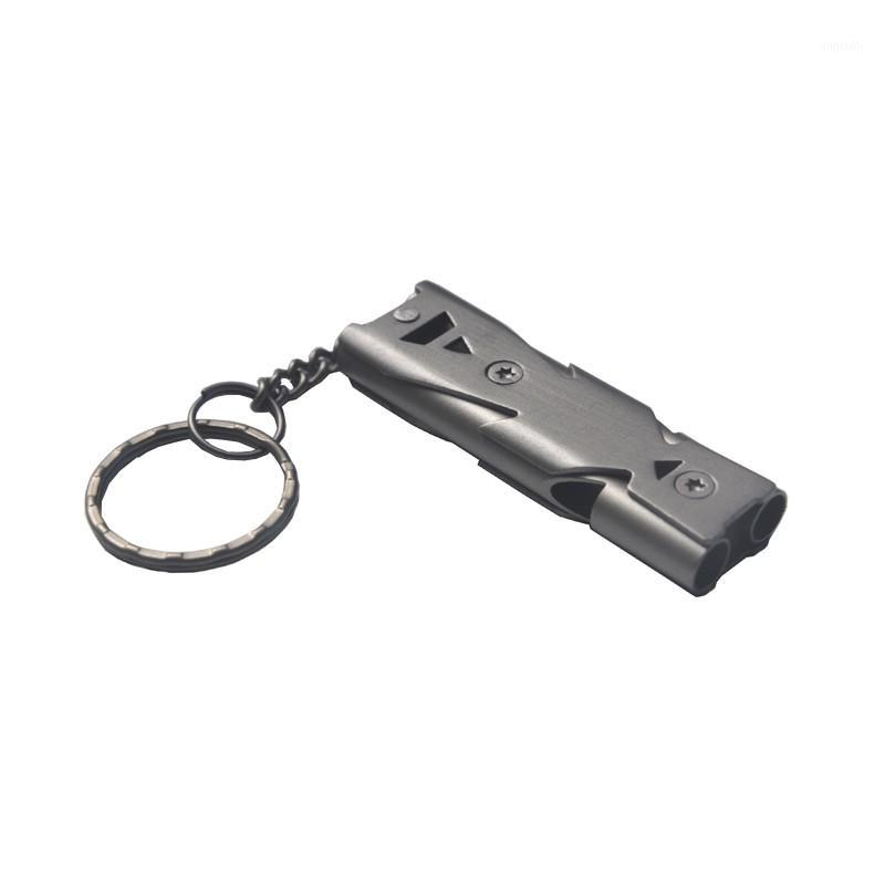 

Outdoor Emergence Saving Tools Double Pipe Whistle High Decibel Stainless steel Emergency Survival Keychain Cheerleading Whistle1