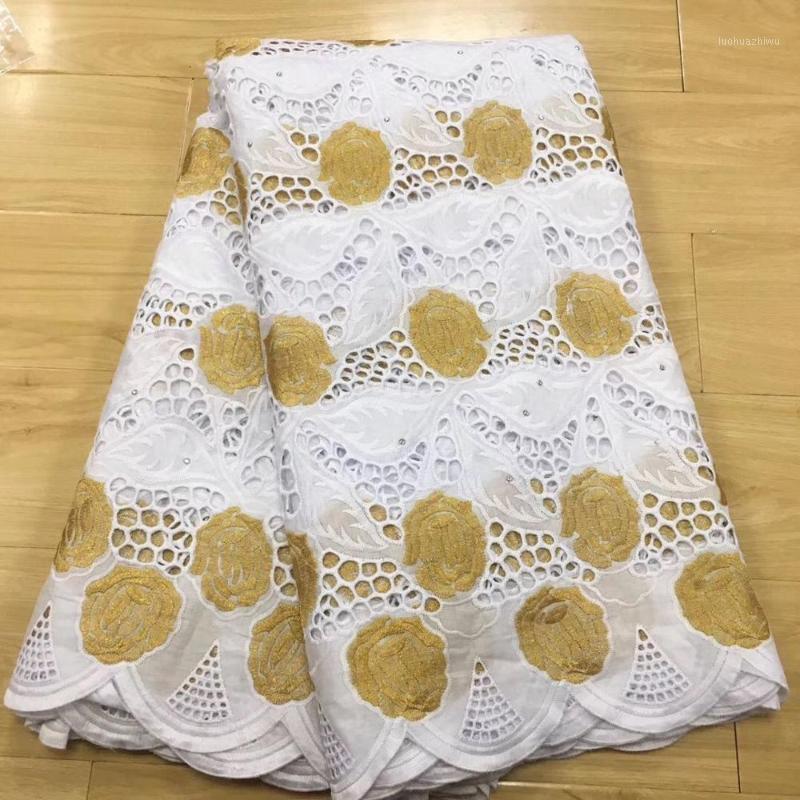 

white and gold lace fabric swiss voile lace in switzerland brode coton africain robe dentelle dubai fabric 5yard/set1