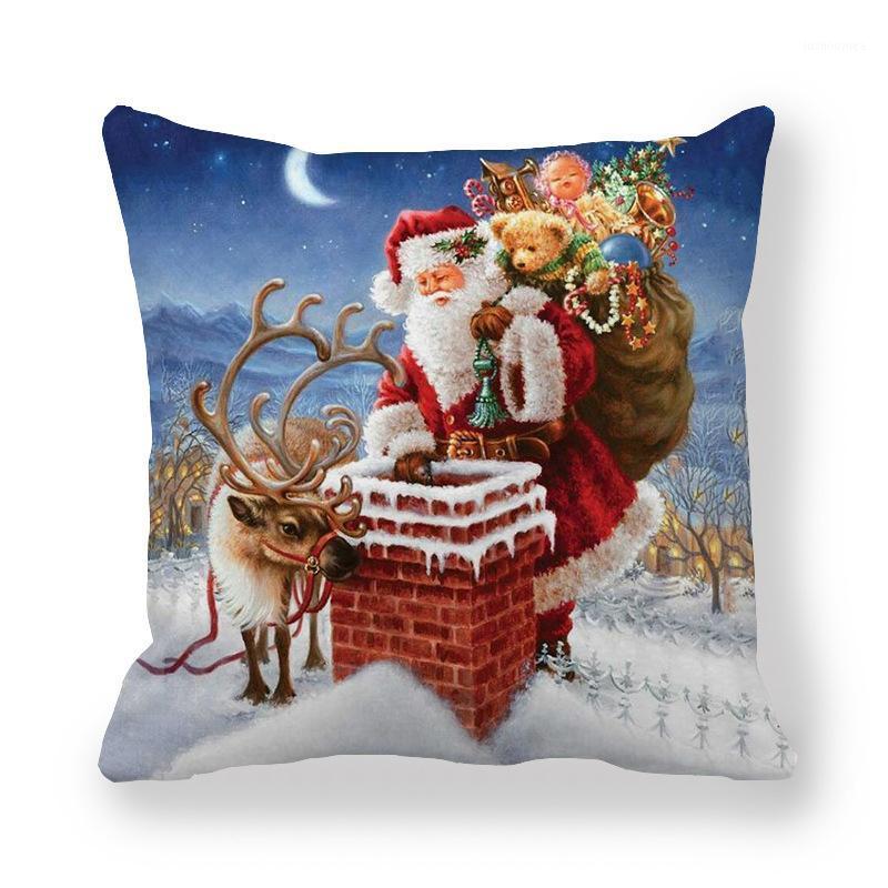 

Christmas pillowcase holiday decoration throw pillow home sofa cushion cover Christmas snowman print pillowcase letter cushion1, 13