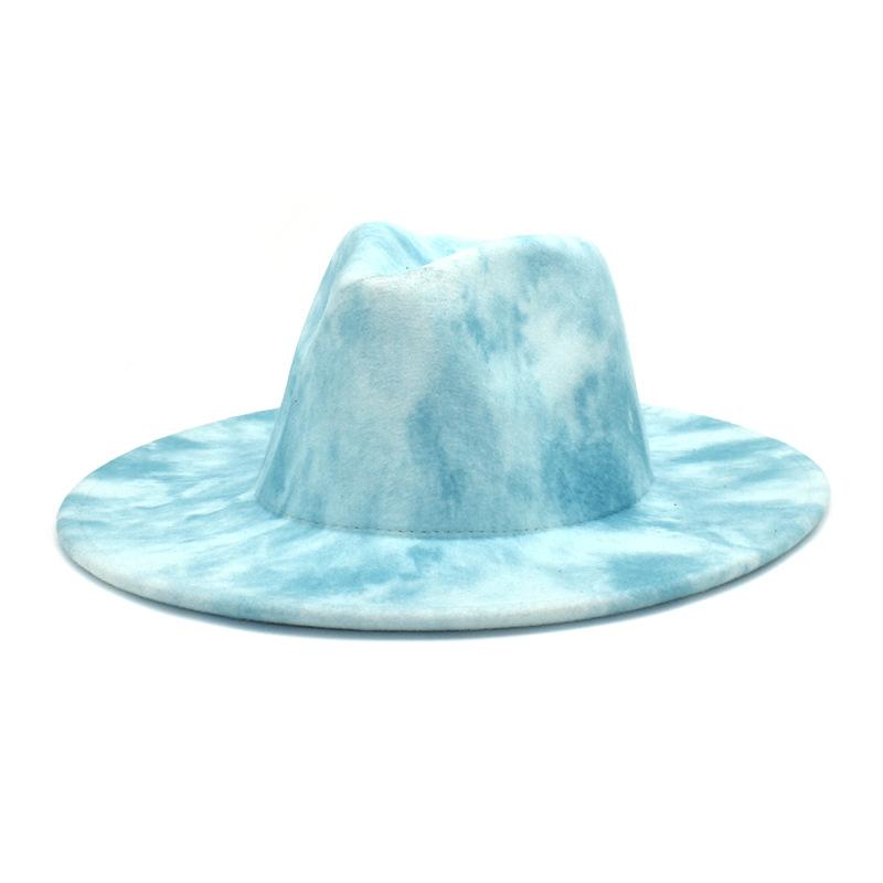 

Stingy Brim Hats Tie Dye Fedora Wide Spring Winter Panama Jazz Caps Vintage Multicolor Hat For Gentleman Or Elegant Lady