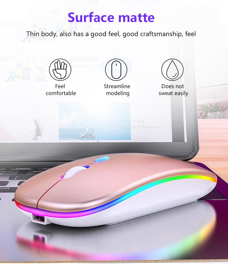 

For Computer Desktop Laptop PC Game Gamer Rechargeable Wireless Mouse 7 Color LED Backlight Silent Mice USB Optical Gaming Mouse
