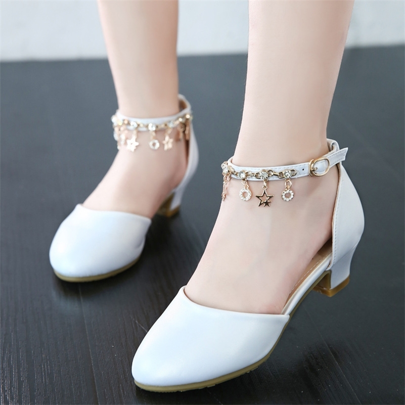 

Girls Princess Shoes, High Heels, Spring And Autumn New Piano Performances, White Kids Sandals Shoes. 201113