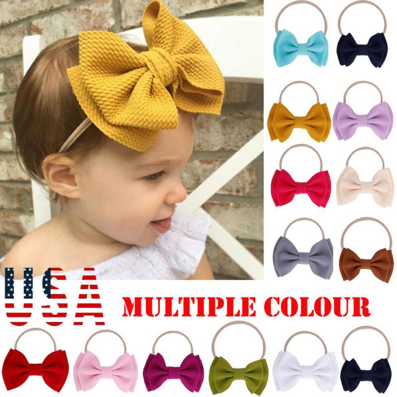 

2020 Baby Girls Headband Big Bow Knot Hairband Turban Head Band Newborn Headwrap, White