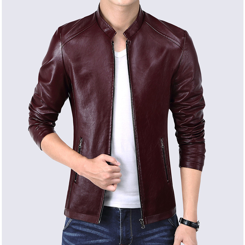 

2021 The New New Men's Fashionable Plutonium Leather Jackets Autumn Coats Casual Smart Collar Overtones Size -4xl 91j4, Black