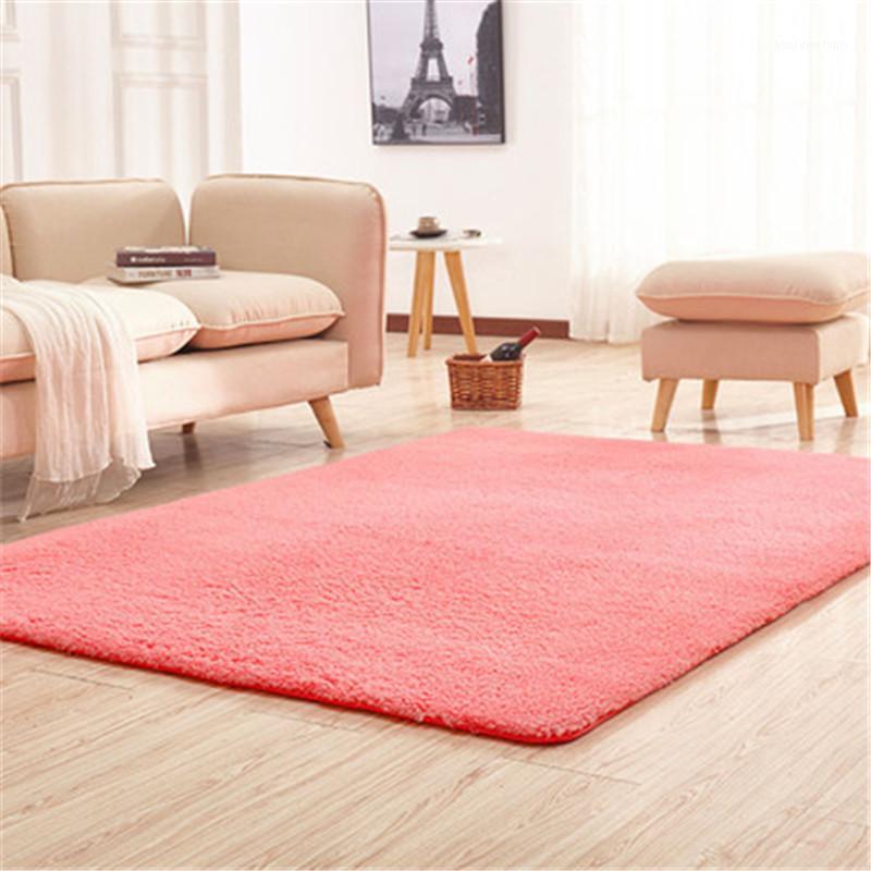 

120x200cm Modern thickened lambskin Arctic velvet carpet living room coffee table bedroom full blanket bed rug floor mat pink1, Pink